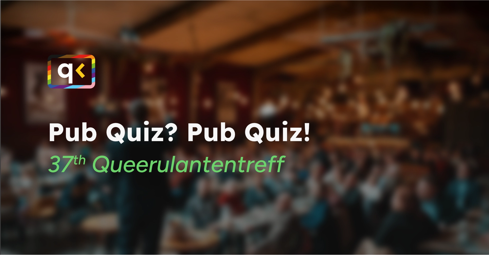 Image containing the event title. The background shows a pub holding a quiz evening.